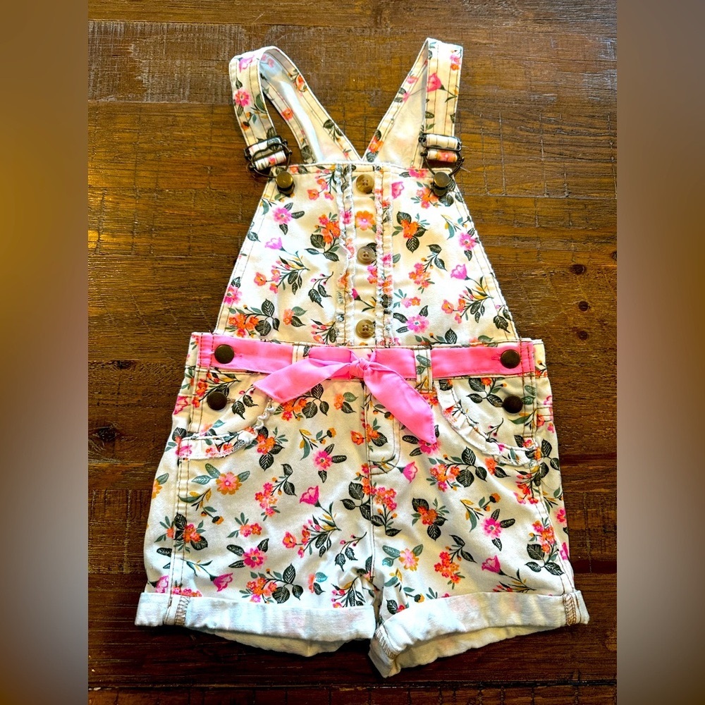 Little girls Floral overalls 4T